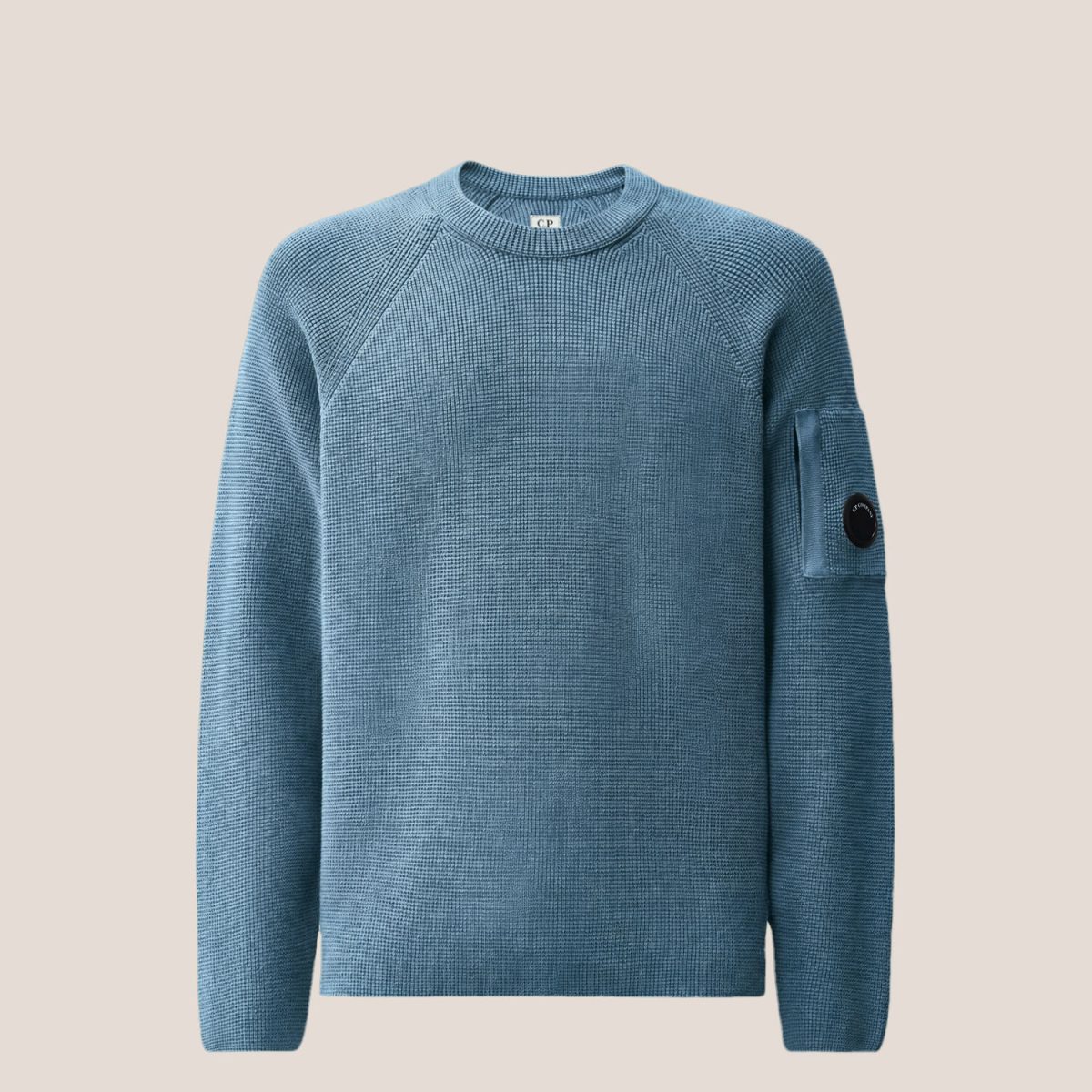 C.P. Company Waffle Knit Cotton Lens Crewneck Sweater