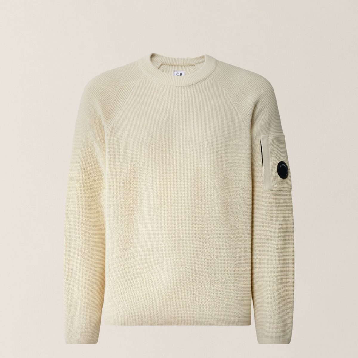 C.P. Company Waffle Knit Cotton Lens Crewneck Sweater