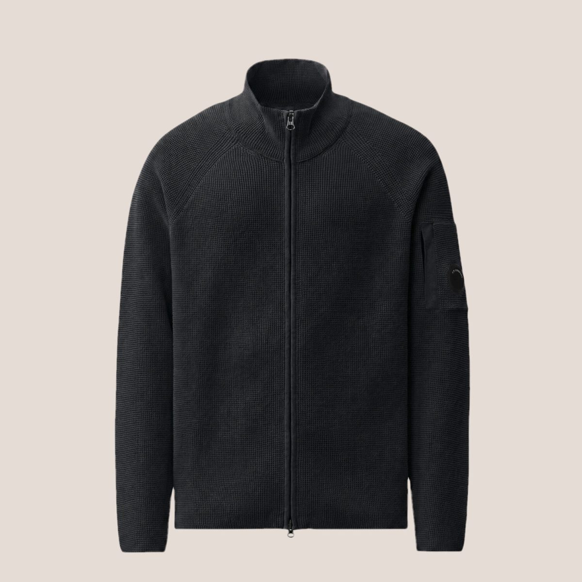 C.P. Company Waffle Knit Cotton Zip Lens Cardigan