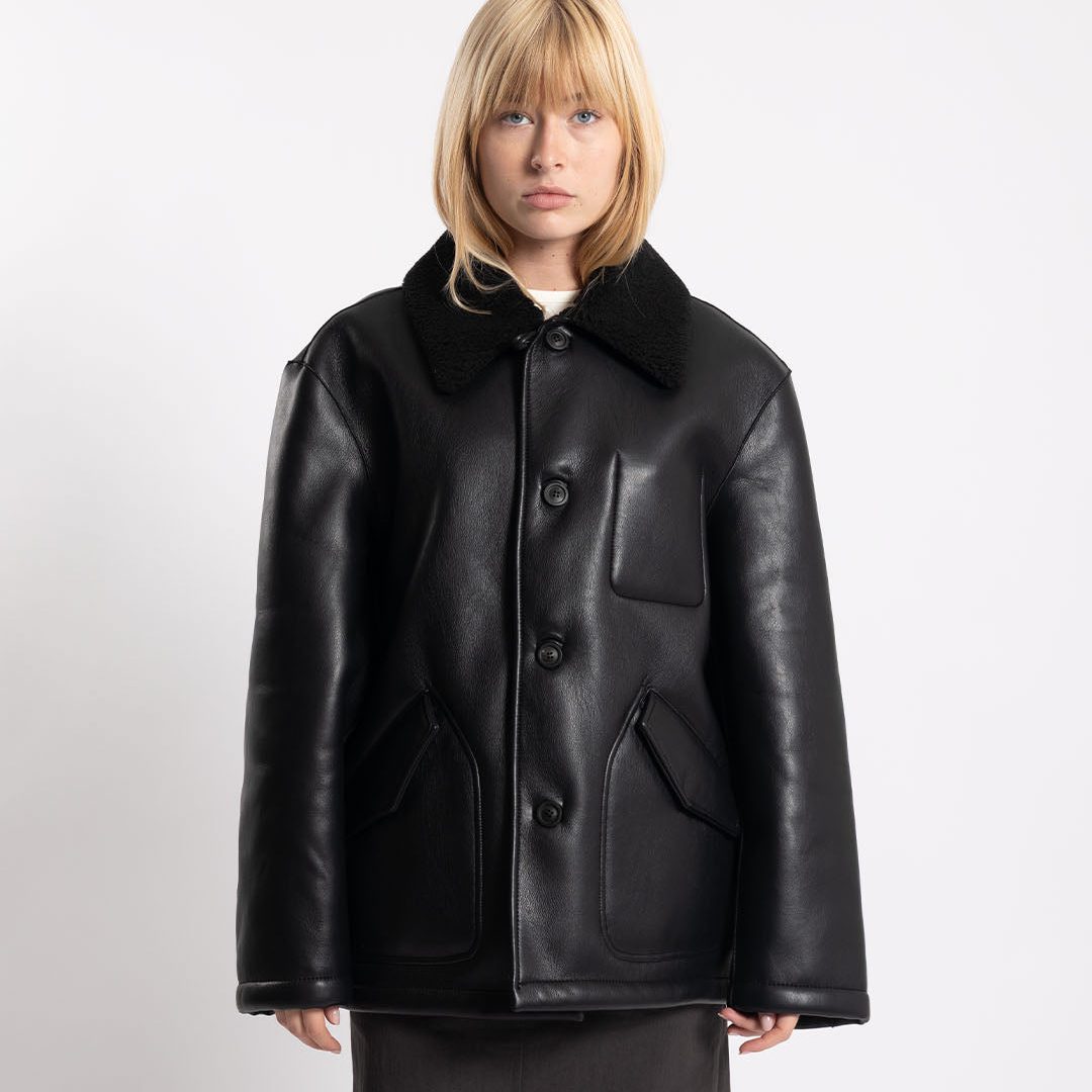 COOR Linking Binding Fake Shearling Half Coat