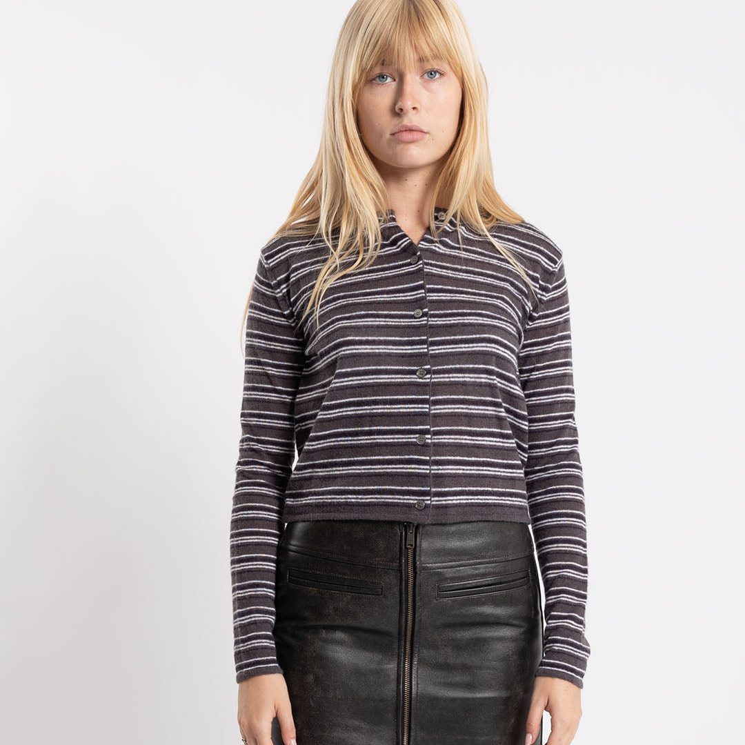 COOR Multi Stripe Crop Cardigan