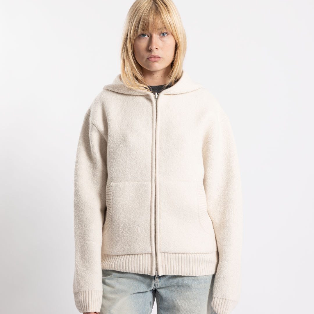 COOR Reversible Boucle Knit Hooded Zip-Up