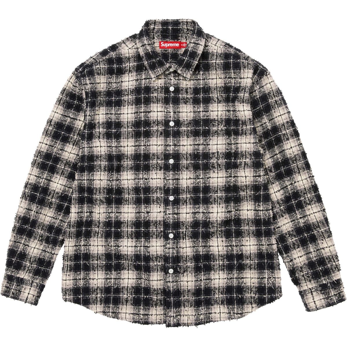 Frayed Textured Plaid Shirt
