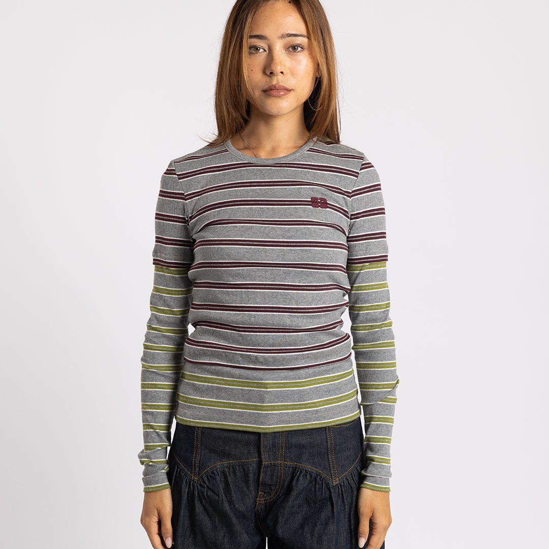 Ganni Long-sleeve Top Double Stripe Port Royale