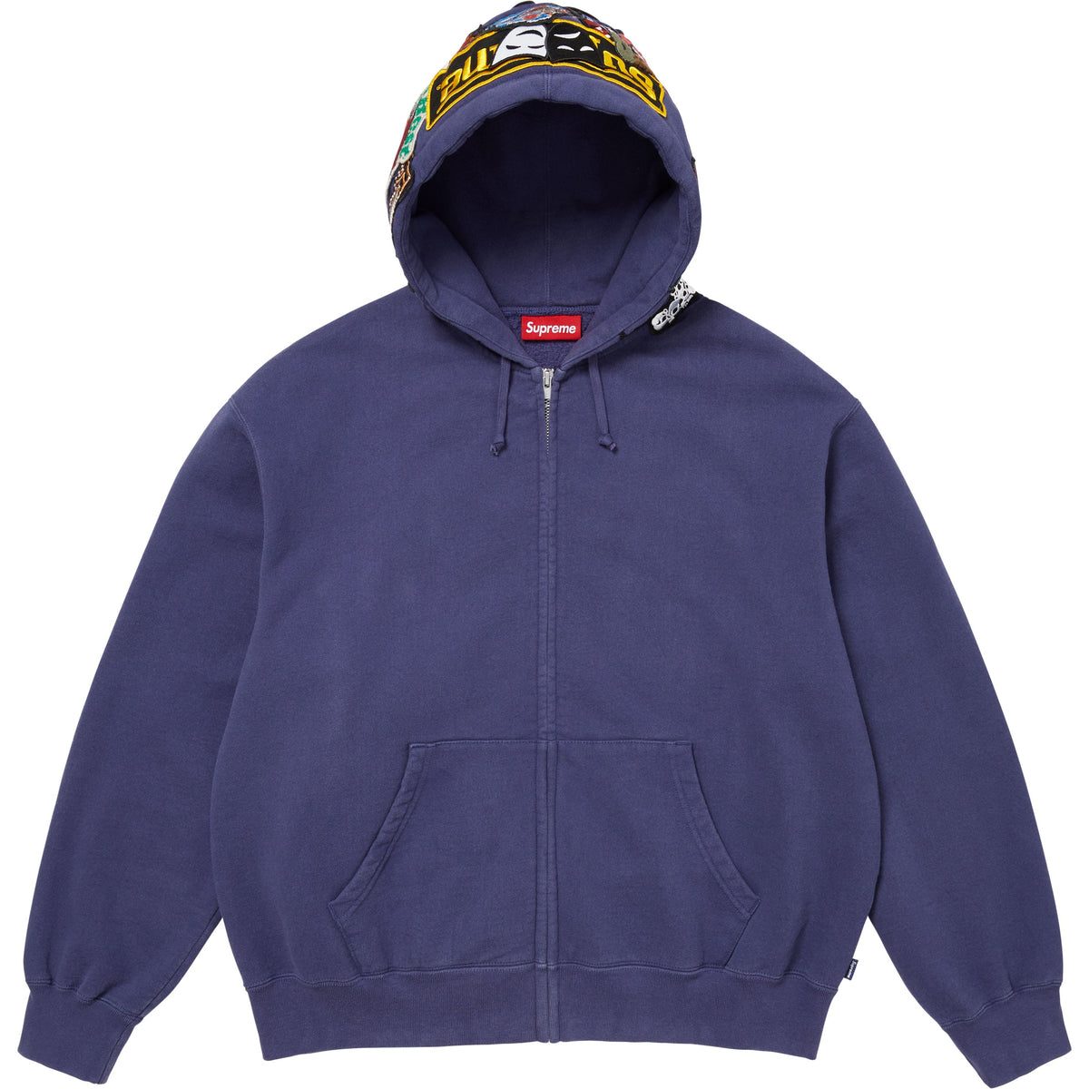 Patches Zip Up Hooded Sweatshirt