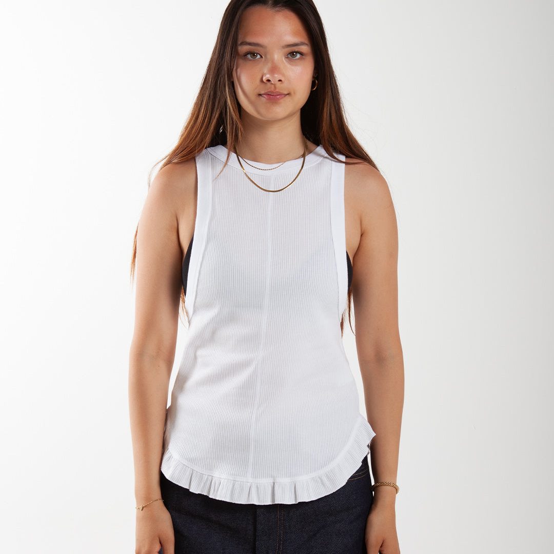 Rhodolirion Ribbed Frill Tank Top
