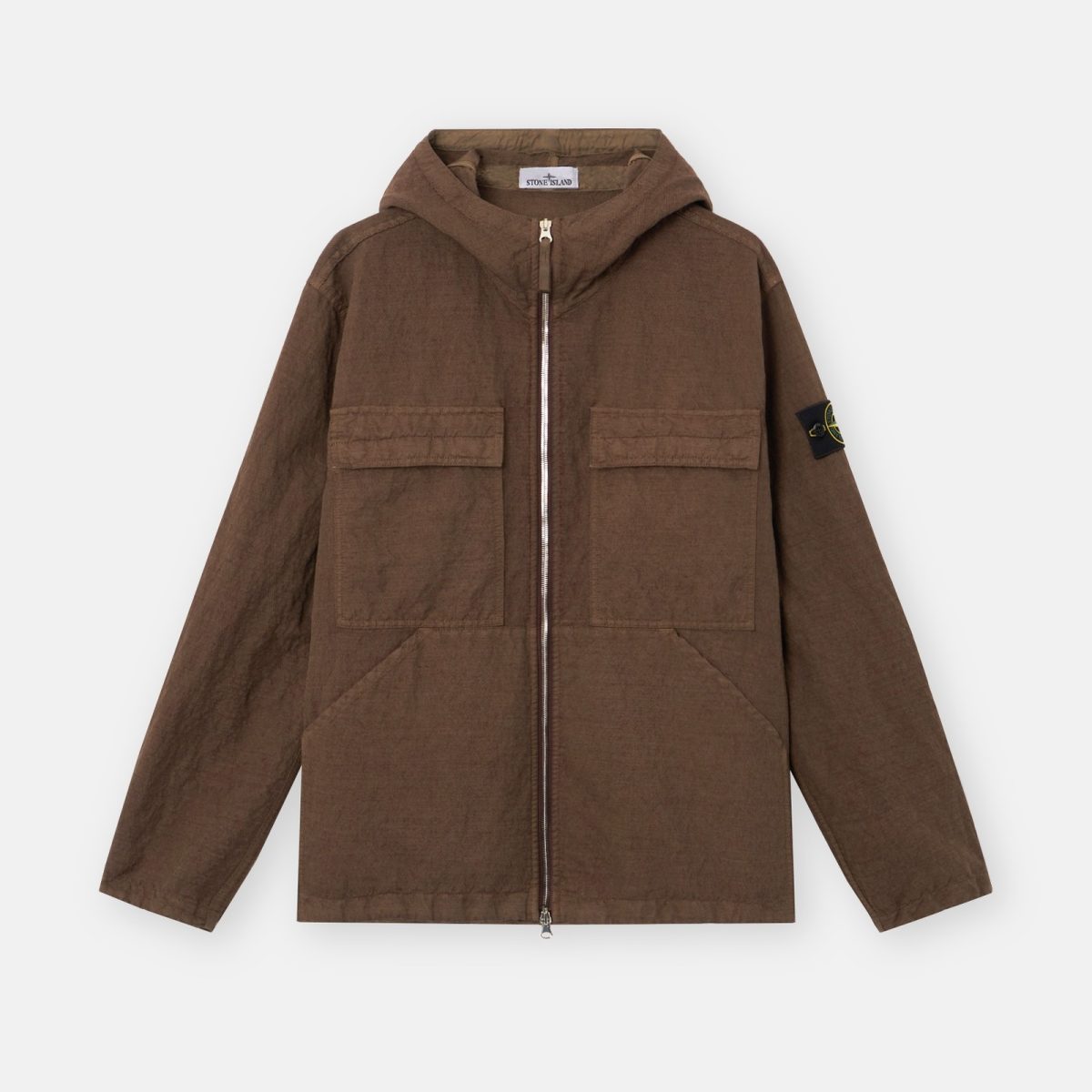 Stone Island Loose-fit hooded zip-up overshirt with pockets