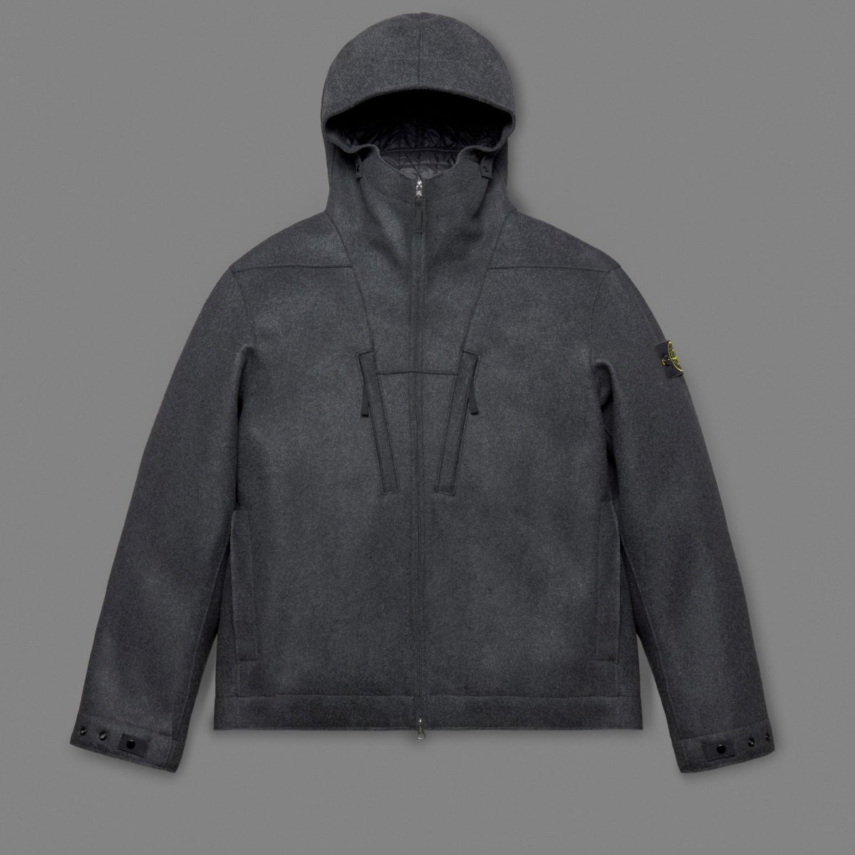 Stone Island Padded hooded jacket with raw-edge construction