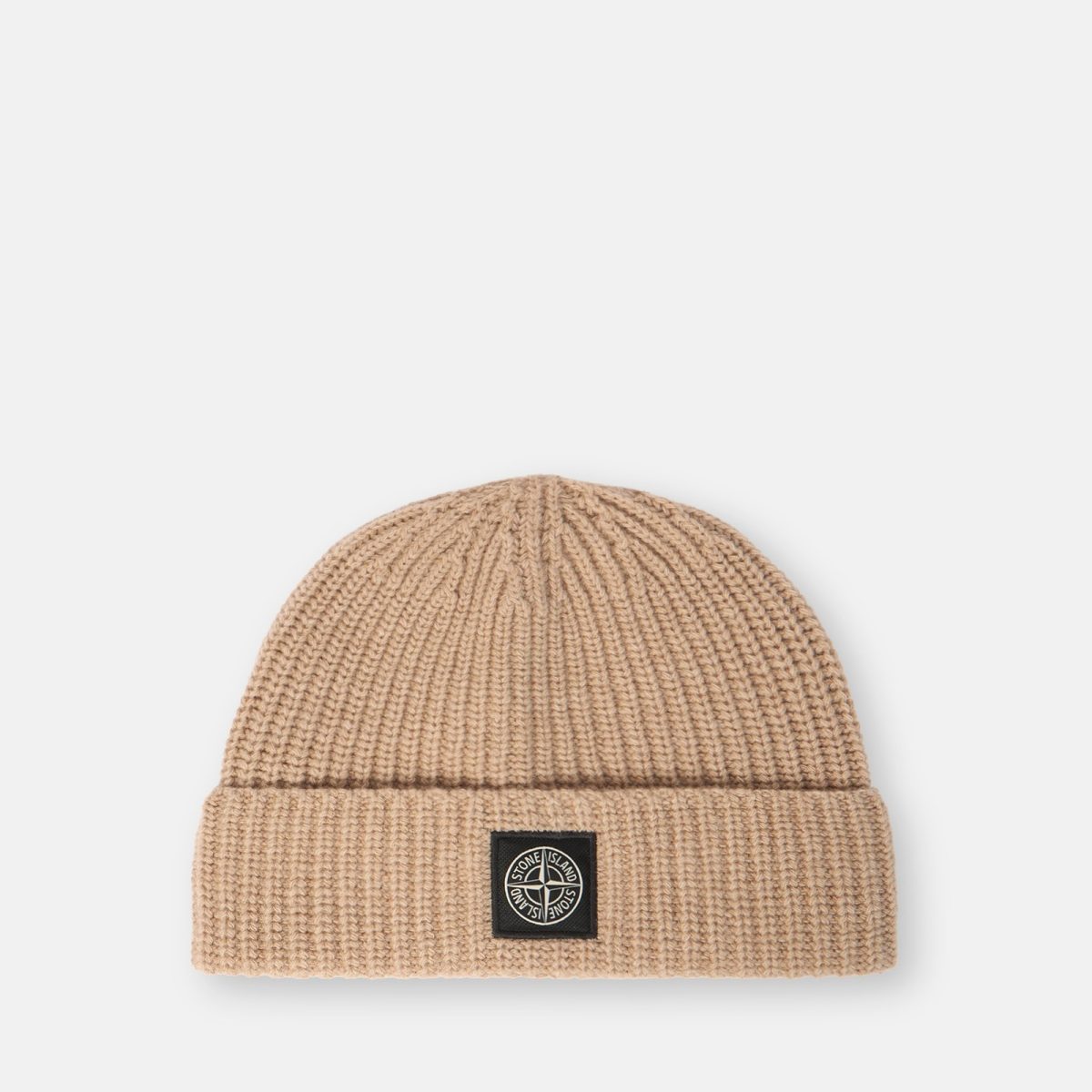 Stone Island Ribbed knit beanie with Compass logo patch