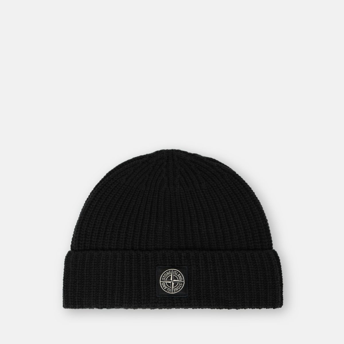 Stone Island Ribbed knit beanie with Compass logo patch