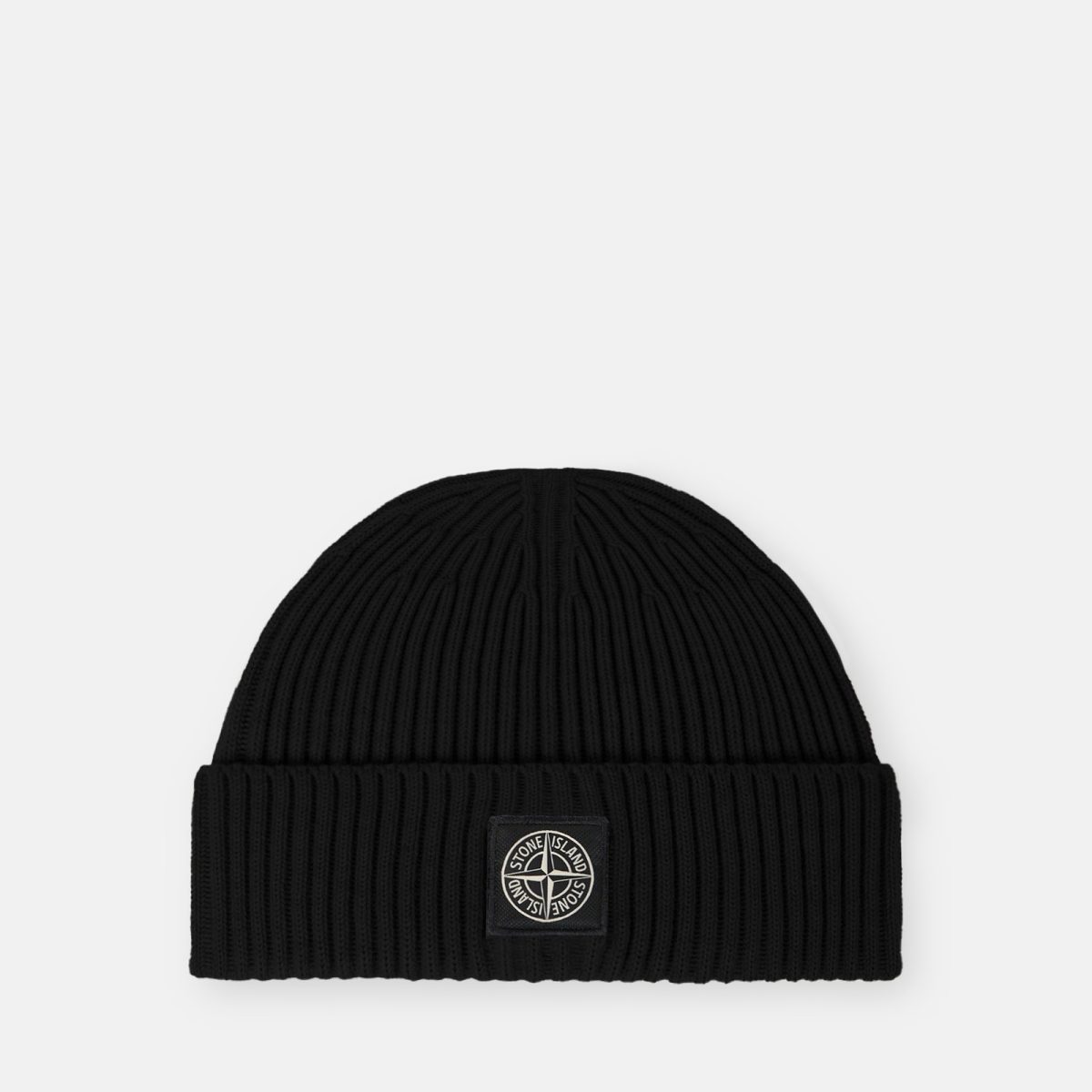Stone Island Ribbed knit beanie with Compass logo patch