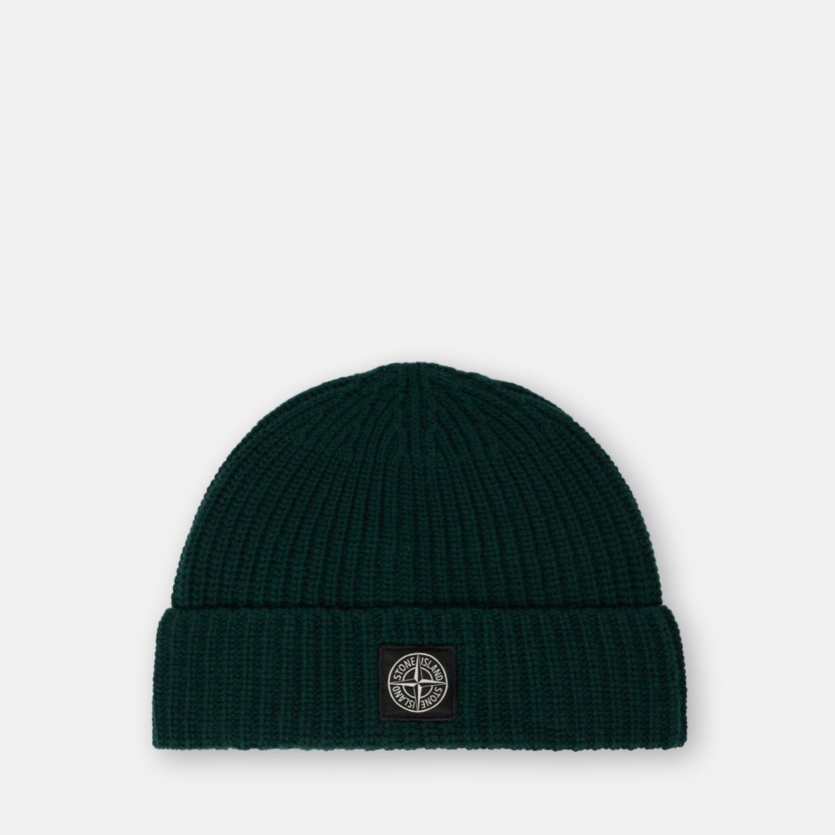 Stone Island Ribbed knit beanie with Compass logo patch