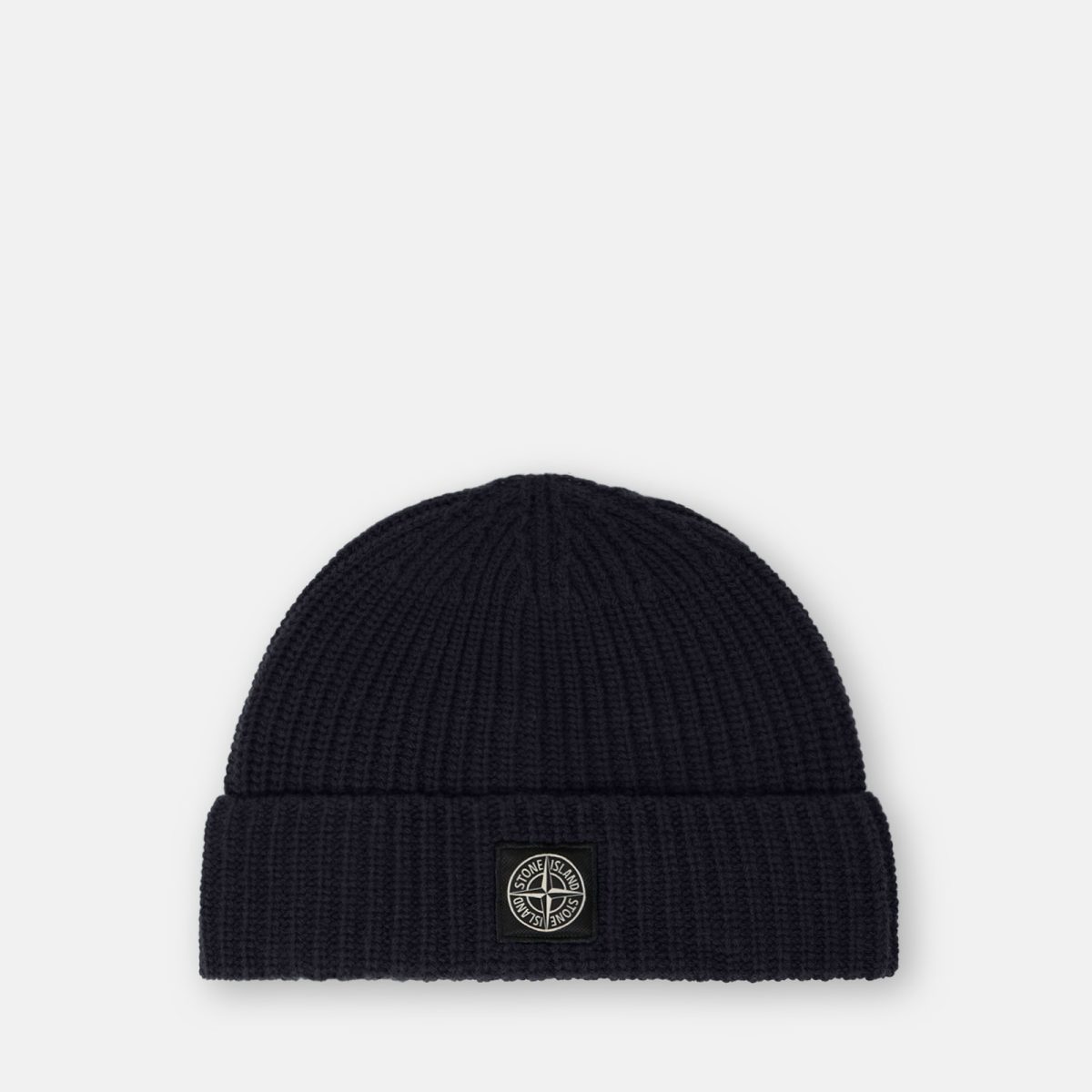 Stone Island Ribbed knit beanie with Compass logo patch