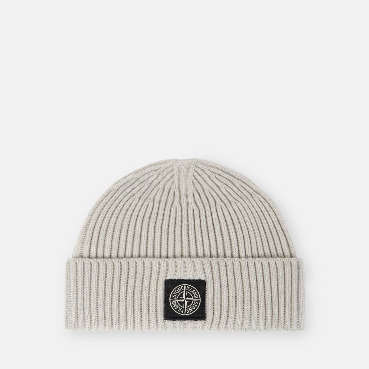 Stone Island Ribbed knit beanie with Compass logo patch
